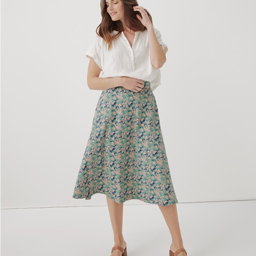 Pact Organic Fit & Flare Midi Skirt